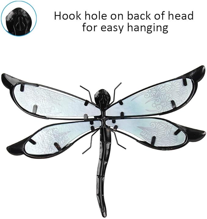 LIFFY Metal Dragonfly Wall Decor - Outdoor Garden Art for Patio, Living Room, Bedroom - Dragonfly Gifts (14inch, Metal & Glass)