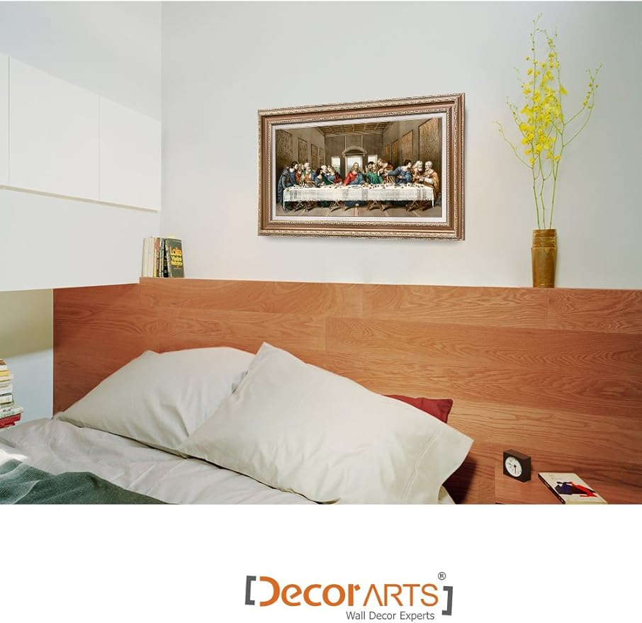 DECORARTS -The Last Supper, Leonardo da Vinci Classic Art Reproductions. Giclee Print& Museum Quality Framed Art for Wall Decor. 30x16, Framed size: 35x21