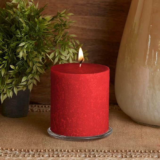 Root Candles Unscented Candles Premium Beeswax Blend Pillar Candle, 4 x 4-Inch, Red