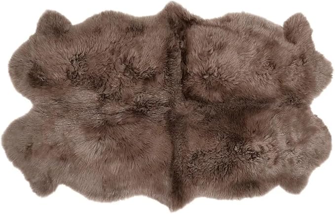 Premium 100% Genuine Sheepskin Area Rug 4x6 ft – Quad Soft & Fluffy Lambskin Rug Living Room – Made in Argentina (Beige)