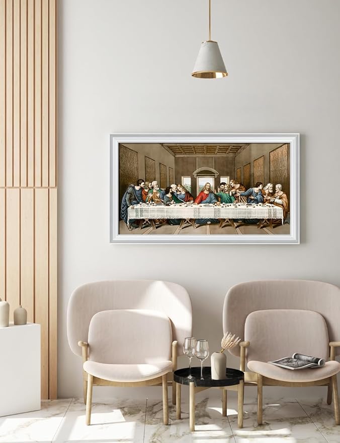 DECORARTS - The Last Supper by Leonardo Da Vinci Giclee Reproduction, Giclee Print on Acid-Free Cotton Canvas with Matching White Solid Wood Frame