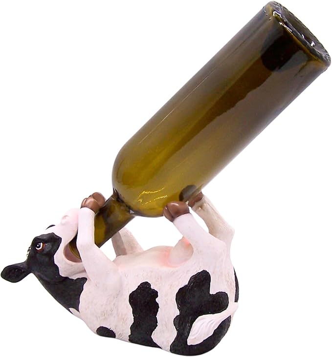 Wowser Farmhouse Cow Wine Bottle Holder - Rustic Wine Accessories