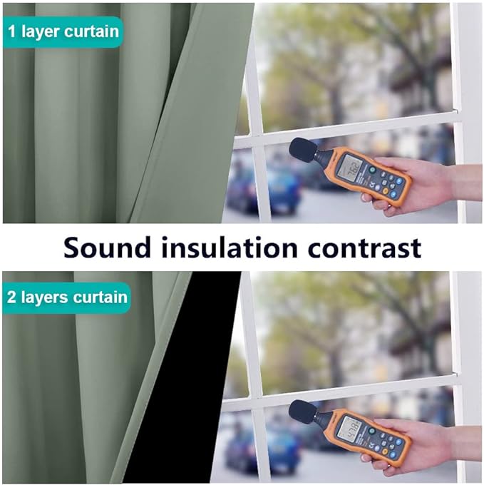 NICETOWN 100% Blackout Curtains 54 inches Long, Double-Deck Completely Blackout Window Treatment Thermal Insulated Lined Drapes for Small Window (Greyish Green, 1 Pair, 52 inches Width Each Panel)