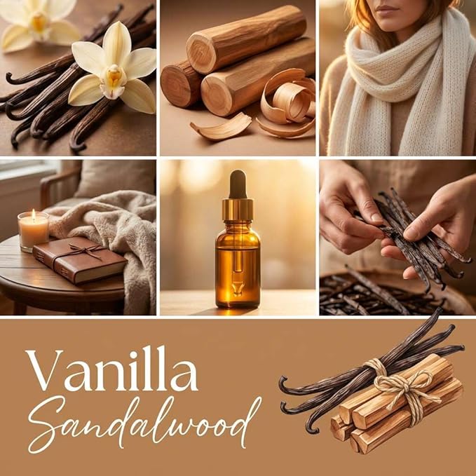 Vanilla Sandalwood Strongly Scented Hand Poured Vegan Wax Melts, 12 Scented Wax Cubes, 6.4 Ounces in 2 x 6-Packs