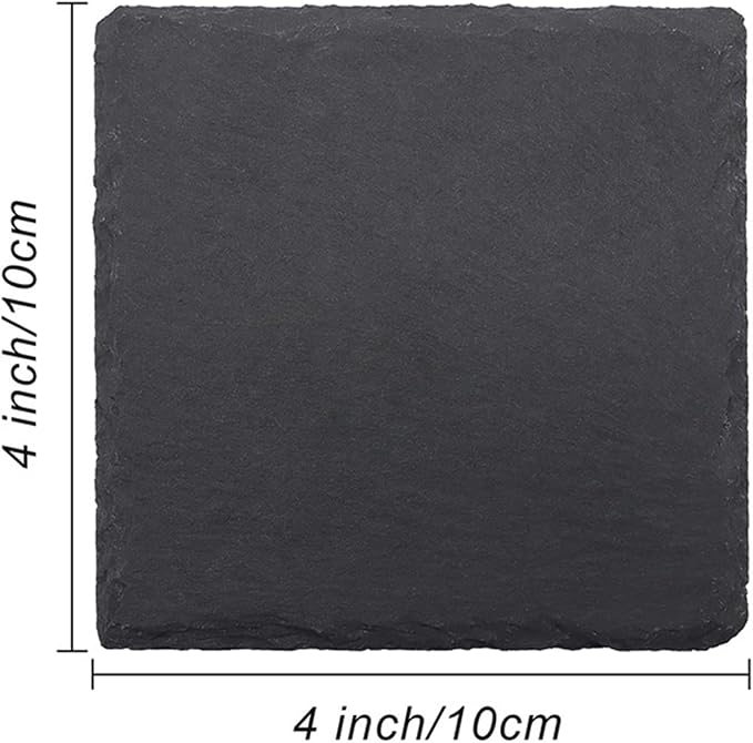 60 Pack 4 Inch Slate Coasters,Black Blank Slate for Laser Engraving,Square & Round Slate Coasters Bulk for Home & Bar Table Protection (30square+30round)