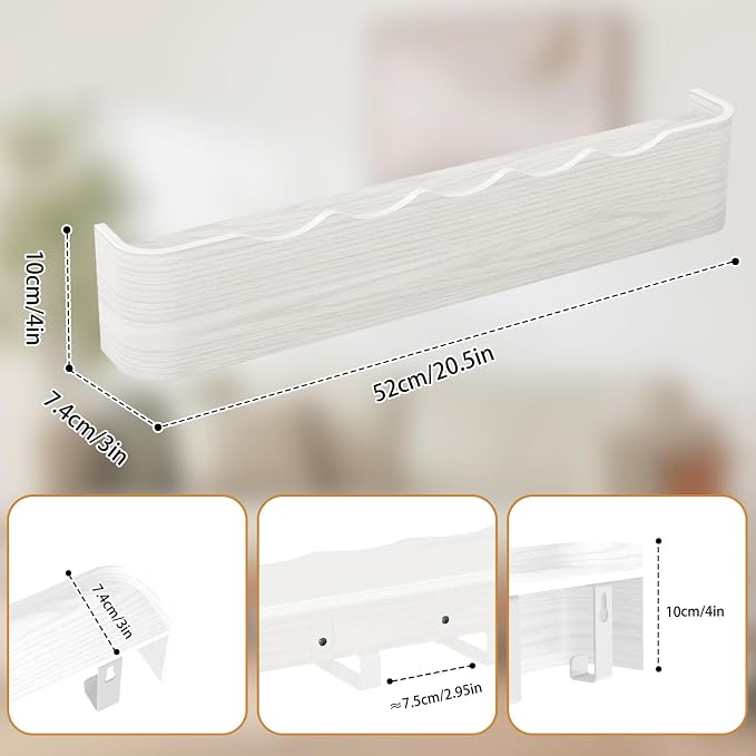 Wall Mounted Coat Rack with Shelf, Wooden Entryway Organizer with Hidden Metal Hooks for Hanging Coats Bags Keys, Modern Floating Shelf for Hallway Bathroom