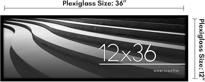 Americanflat 12x36 Picture Frame with Polished Plexiglass - Streamline Collection - Thin Border Picture Frame for Wall Display - Hanging Hardware Included - Black