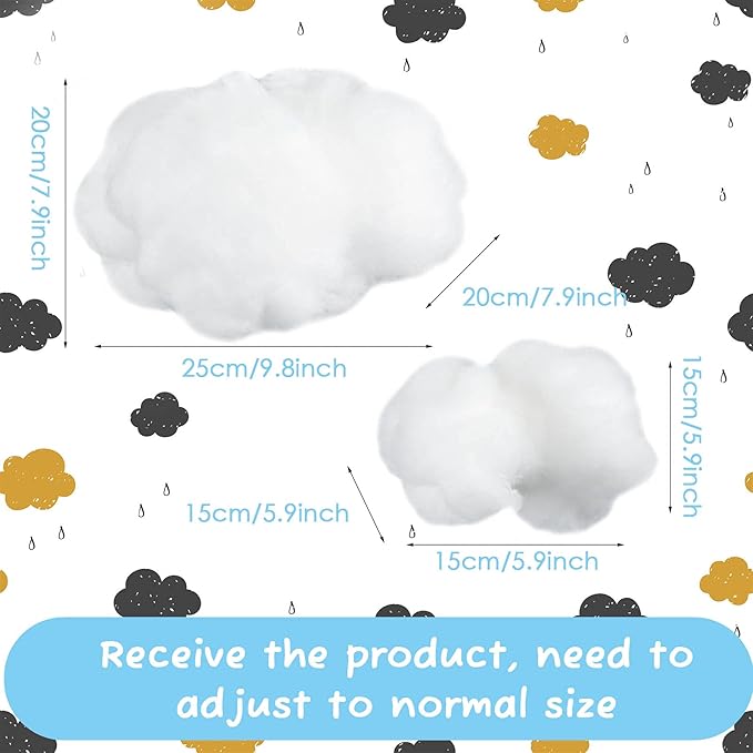Jetec 6 Pieces Artificial Cloud Props Imitation 3D Cloud Shape Hanging Decorations Room DIY Decorative Hanging Ornament for Wedding Party Stage Show Decor (Small and Medium Size)