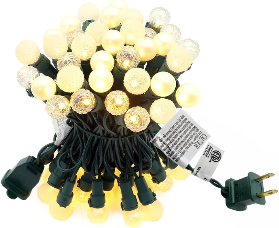 Christmas Lights Warm White 70 LED G15 Glass Blubs Globe String Light Plug in ETL Certified Outdoor Indoor String Light for Holiday Party Christmas Tree Patio Party Garden Yard Gazebo Wedding Decor
