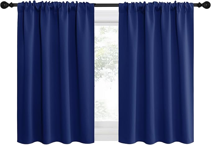 NICETOWN Blackout Curtains for RV Windows, Navy Blue, 29" by 20", 2 Panels, Room Darkening Window Curtain Panels, Easy-Care Solid Thermal Insulated Draperies/Drapes for Daughter Room