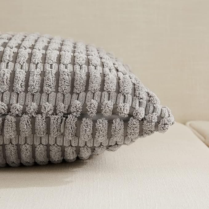 Fancy Homi 4 Packs Decorative Throw Pillow Covers for Living Room Couch Bed, Modern Farmhouse Boho Home Décor Accent Cushion Case, 12" x 12" (Pack of 4), Neutral