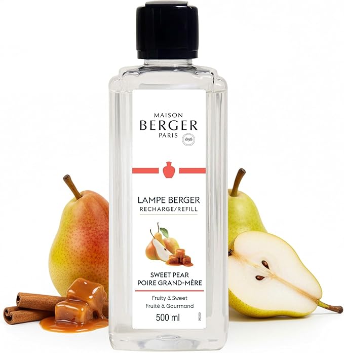 Maison Berger Sweet Pear Lampe Berger Refill, 500 ml (16.9 fl oz), 2-in-1 Catalytic System, Neutralizes Odors and Diffuses Fragrance, Pear, Cinnamon, Made in France