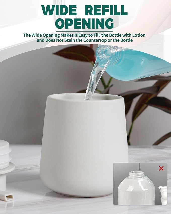 BosilunLife Ceramic Bathroom Accessories Set 3 Pcs, Foaming Soap Dispenser and Toothbrush Holder with Tray, Modern Farmhouse Vanity Decor, Light Grey Housewarming Gift
