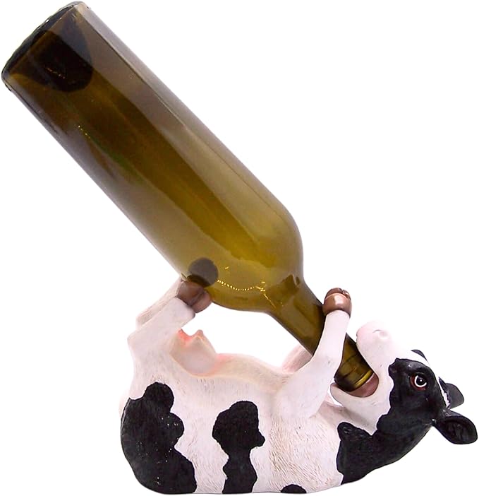 Wowser Farmhouse Cow Wine Bottle Holder - Rustic Wine Accessories