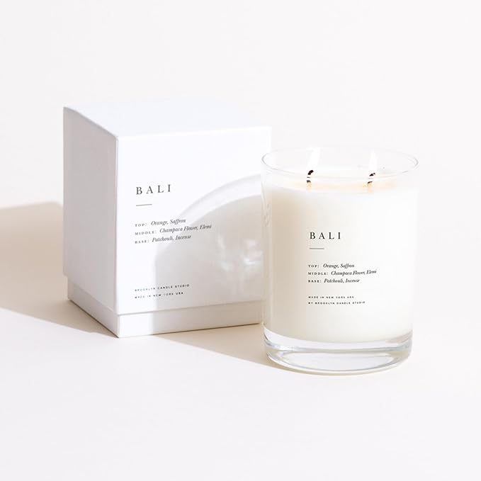 Brooklyn Candle Studio Bali Classic 2 Wick Candle - Luxury Scented Candle, Vegan Soy Wax, Hand Poured in The USA, 70 Hour Slow Burn Time - 13oz