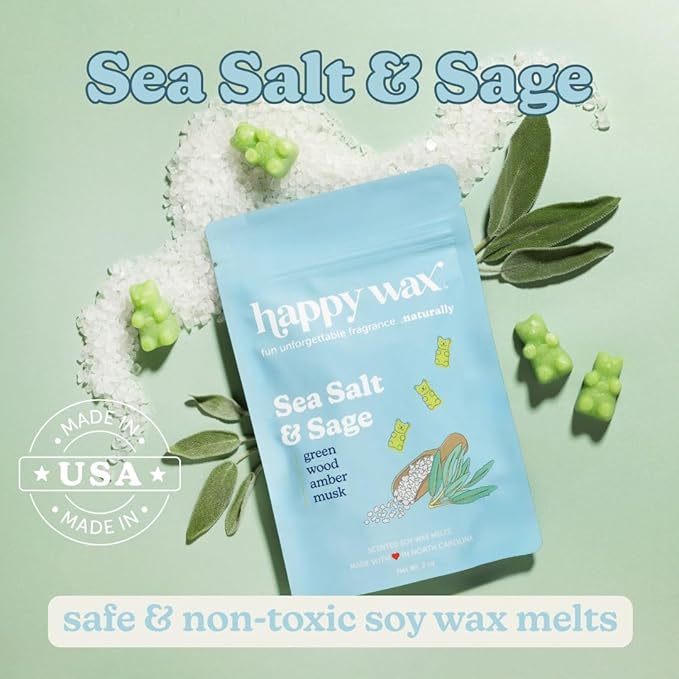 Happy Wax Clean Laundry Mix Premium Scented Natural, Non Toxic Soy Wax Melts – 6 Total Oz. of Scented Wax Melts Includes: Fresh Cotton, French Linens and Sea Salt & Sage