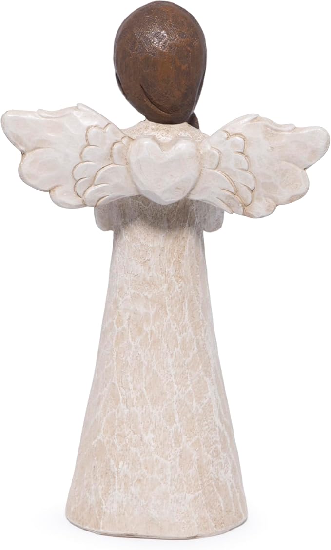 Hodao Christmas Angel Figurine, Praying Resin Figurines for Indoor Christmas Decorations, Wood‑Carved Style Tabletop Ornaments, 8.5in Tall, Holiday Home Decor & Gift for Women, Family, Friends