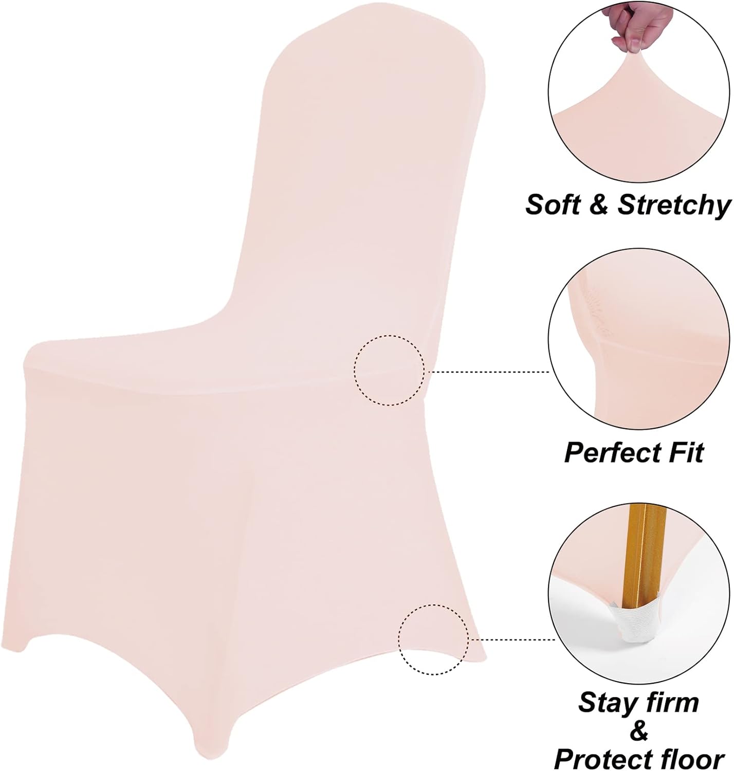 Waterproof Spandex Chair Cover 12PCS, Stretch Dining Chair Covers, Polyester Outdoor Chair Covers, Protector Stretch Chair Cover for Party Universal, Banquet, Wedding Event, Hotel(Blush Pink)
