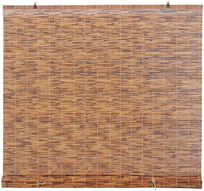 Forever Bamboo Bamboo Reed Cordless Light-Filtering Shades, Manual Roll-Up Roman Blinds Bamboo for Indoor Windows, Reed Shades for Patios, Palapas by Forever Bamboo Coffee 72 in W x 72 in H