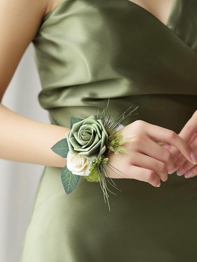InnoGear Artificial Flowers, 50 Pcs Elf Green Rose Foam Fake Roses Bulk with Stems for Spring St. Patrick's Decoration DIY Wedding Bouquets Centerpieces Bridal Shower Party Christmas Tree