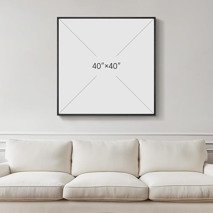 Extra Large Framed Colorful Abstract Wall Art for Living Room, Oversized Square Modern Canvas Prints Paintings, Minimalist Multicolor Big Pictures for Bedroom Dining Hallway Office Wall Decor 40x40 In
