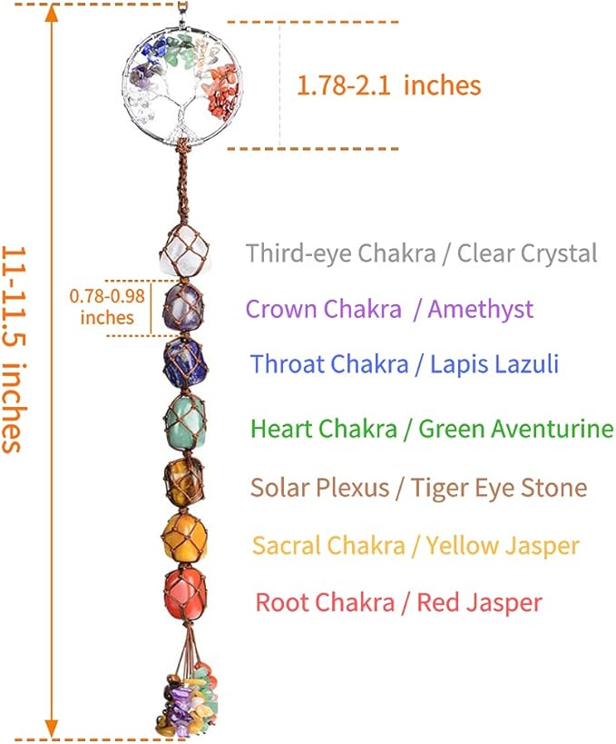 Anjiucc Handmade Crystal Window Car Hanging Ornaments 7 Chakra Home Decoration Feng Shui Ornament Yoga Meditation Car Decoration