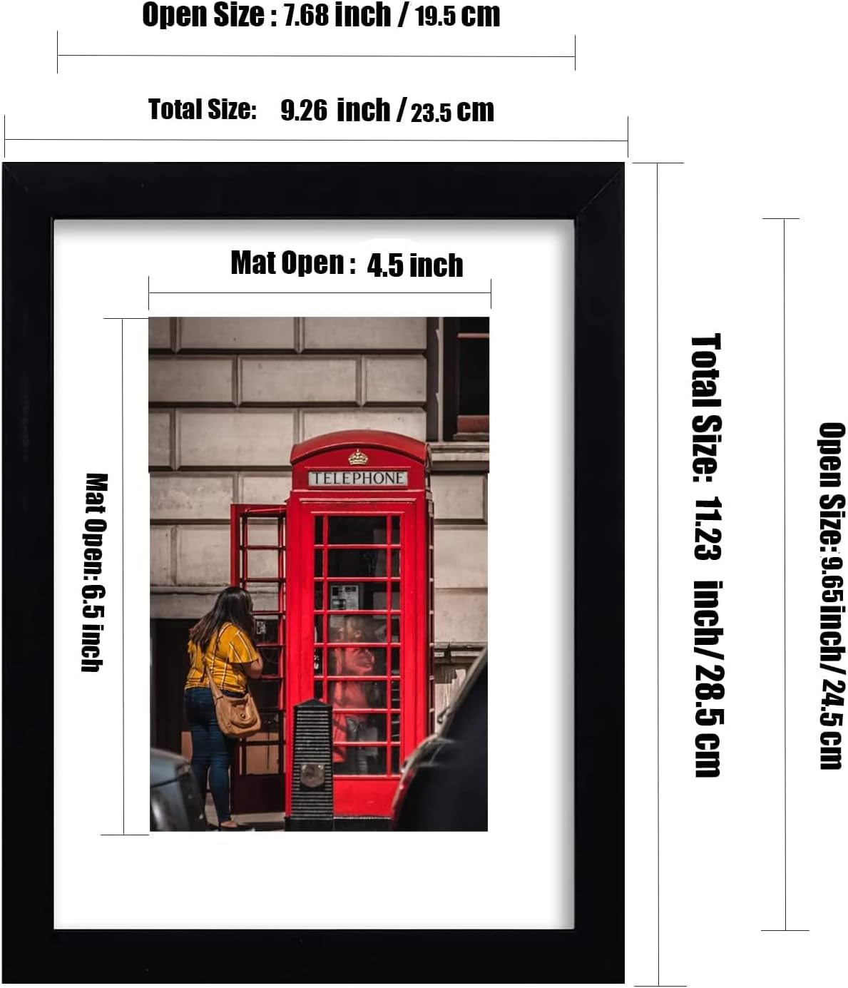 8x10 Picture Frame Set of 6, Display Pictures 5x7 with Mat or 8x10 Without Mat for Wall Mounting or Table Top Display,Black