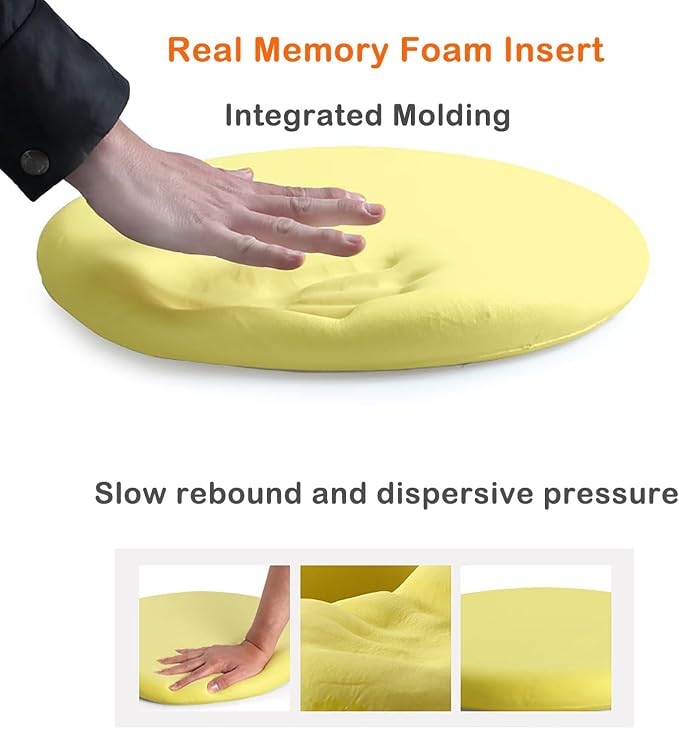 Sigmat Memory Foam Seat Cushion Anti-Slip Soft Round Chair Pad 18 Inch Camel