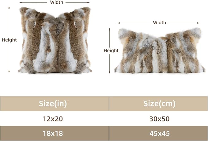 Genuine Rabbit Fur Pillow Covers Set of 2,Luxury Decorative Throw Pillowcases Fluffy Animal Skin Accents Bolster Cushion Cover for Couch Sofa Bedroom Living Room Home,18x18 inch,Yellow