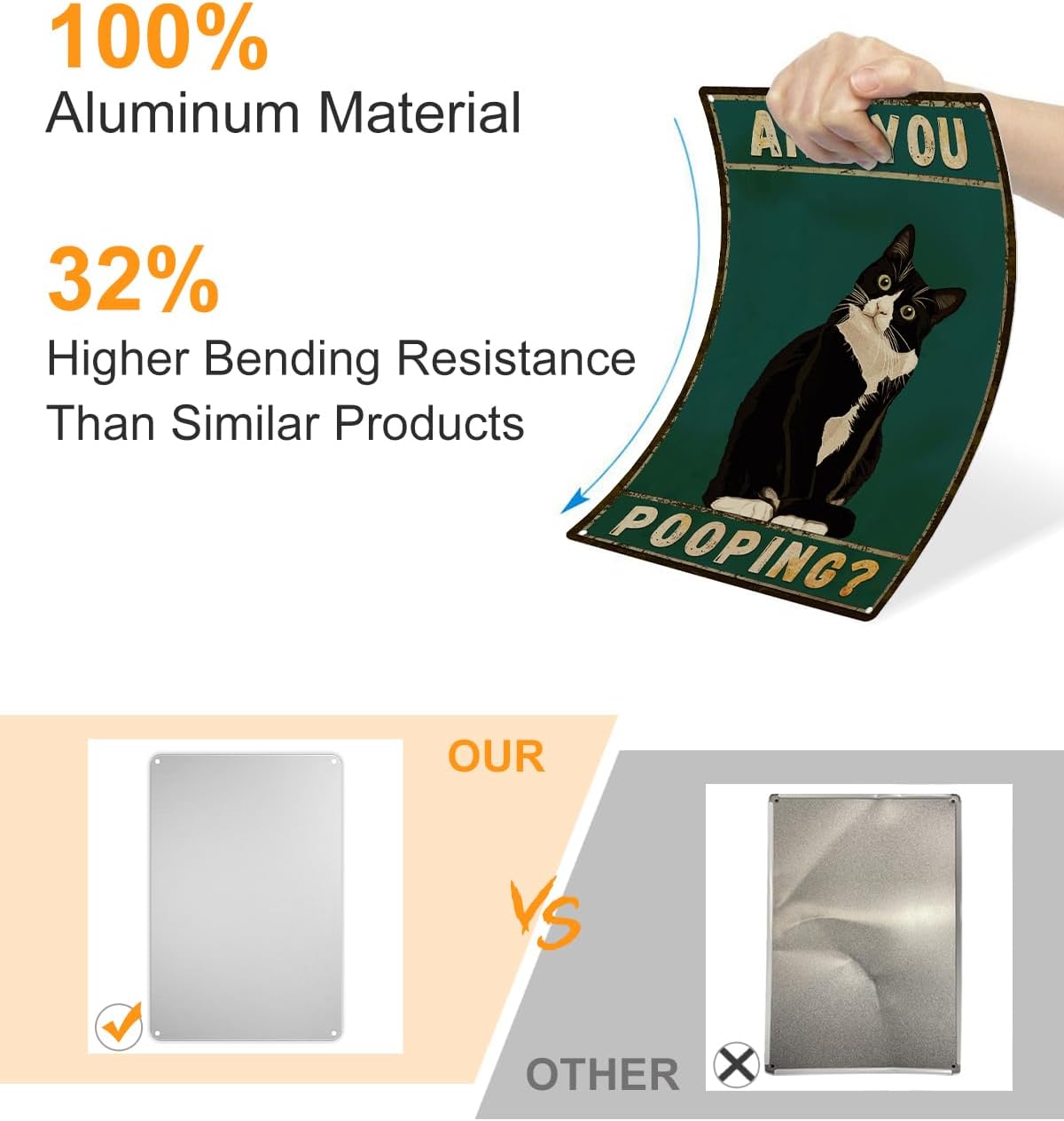 ALKB Bathroom Sign Tuxedo Cat Wall Decor Funny Metal Sign 8x12 Inch - Are You Pooping - Wall of Glory Decor Black Cat Sign