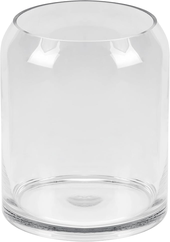 13" High 10.6" Wide Large Handmade Clear Modern Glass Vase, Glass Flower Vase, Scandinavian Glass Vase, Glass Container, Glass Terrarium, Hurricane, Fish Bowl, Centerpiece (Clear, 10.6"x13")