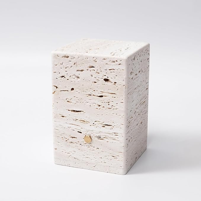 Sissi & yaya Marble Mood Light, Three Color Dimmable LED Accent Light, Natural Quality Travertine, Nightstand and Home Decor, Holiday Gift, Special Occasion. (Square Lamp - Large)
