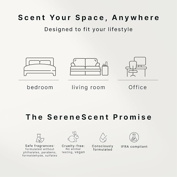 Homedics SereneScent Waterless Diffuser, Cold Air Scent Machine for Home, Diffuser for Large Rooms, App-Controlled Fragrance Diffuser with Timer and Ambient Lights, Beige