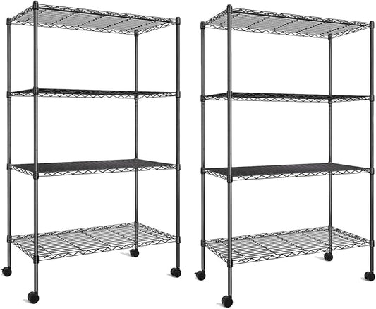 Simple Deluxe Heavy Duty 4-Shelf Storage Shelving Unit, 36" D x 14" W x 55.91" H Steel Organizer Wire Rack 1000Lb Capacity, Black, 2 Pack