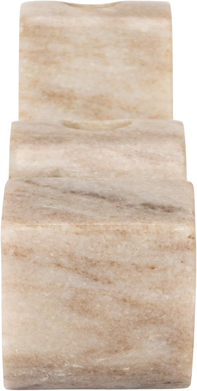 Bloomingville Marble Wave Double Taper Candle Holder, Beige