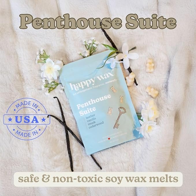 Happy Wax Hotel Collection Scented Natural Soy Wax Melts – 6 Total Oz. of Scented Wax Melts, Collection Includes Penthouse Suite, Cabana and Five Star