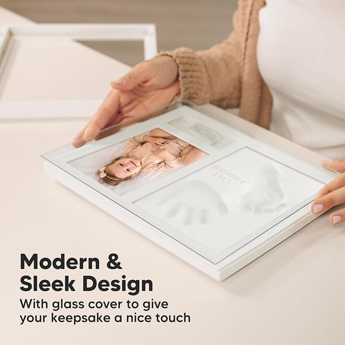 KeaBabies Baby Sonogram Picture Frame and Baby Footprint Kit - Modern Ultrasound Frame For Mom To Be - Baby Hand and Footprint Kit, Keepsake Frame Kits