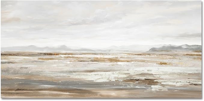 TRAIN2 ART Abstract Wall Art Canvas Wall Art for Living Room Brown and Grey Ocean Wall Decor Large Artwork for Bedroom Home Office 20"x40"