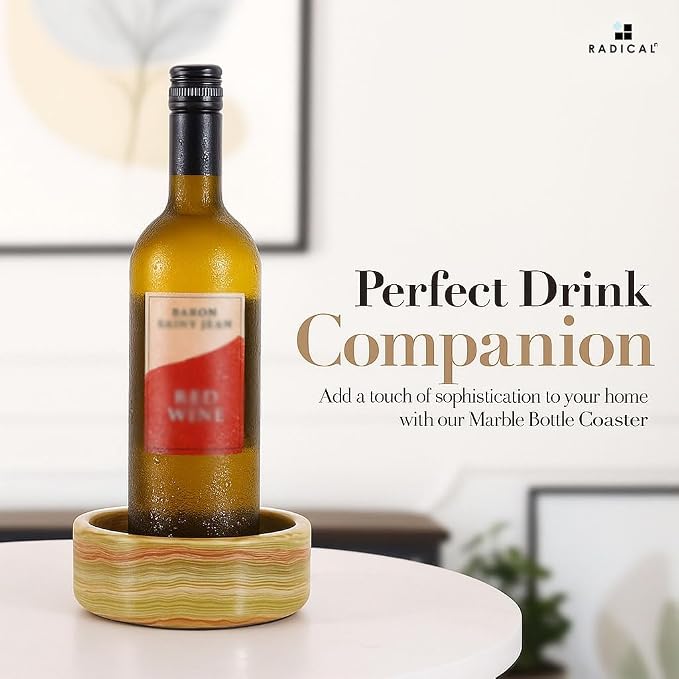 Radicaln Marble Wine Coasters 5.5" Inches Green Onyx Wine Bottle Coasters for Countertop, Ideal Absorbent Cork Holder for Champagne Bottles
