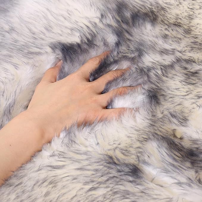 LLB Genuine Sheepskin Area Rug Wool Rug Fur Carpet Fluffy Shaggy Fur Rug for Living Room Kids Bedroom Real Sheepskin Throw Lambskin Rugs Sofa Mat Chair Seat Covers (Snow Grey, 2 x 6 ft Sheepskin)
