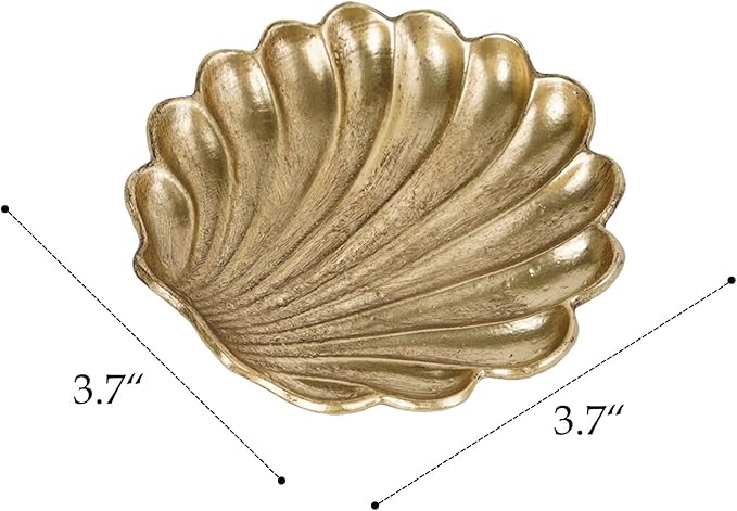 NIKKY HOME 2 Pack Seashell Ring Holder Jewelry Tray, Gold Trinket Dish | Coastal Small Metal Decorative Tray for Women, Elegant Storage Organizer for Vanity & Bathroom, Wedding & Engagement Gift
