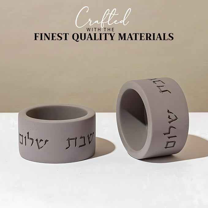 SURI Concrete Shabbat Candle Holders | Jewish Judaica Gift Set with Modern Shabbat Candle Holders | Tall & Short, Ideal Shabbat Set for Tea Lights (Tealights not Included)