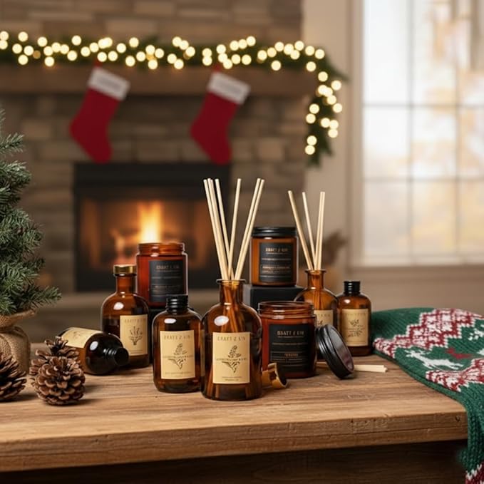 Craft & Kin Sage, Orange Blossom & Lotus Reed Diffuser | All Natural Essential Oil & 8 Rattan Scent Sticks | Reed Diffusers for Home, Bathroom | Long Lasting Home Fragrance in Amber Glass, 5.75oz