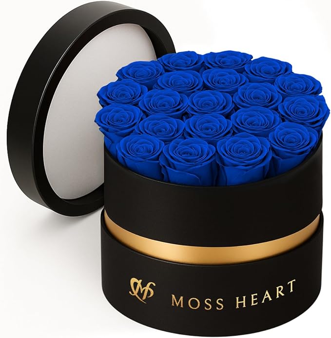 20 Mini Preserved Roses, Round Luxury Gift Box, Real Forever Roses Last 1+ Year, Premium Romantic Gift for Women, Wife, Girlfriend, Mother’s Day, Birthday, Anniversary, Valentine’s Day