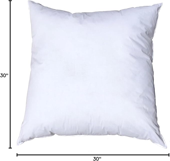 Pillowflex Premium Polyester Pillow Insert – 30x30 - Square Pillows Form, Machine Washable, Soft Sham Supports, Decorative Form for Covers and Throw Pillows, Hypoallergenic - Made in USA - 2 Pack