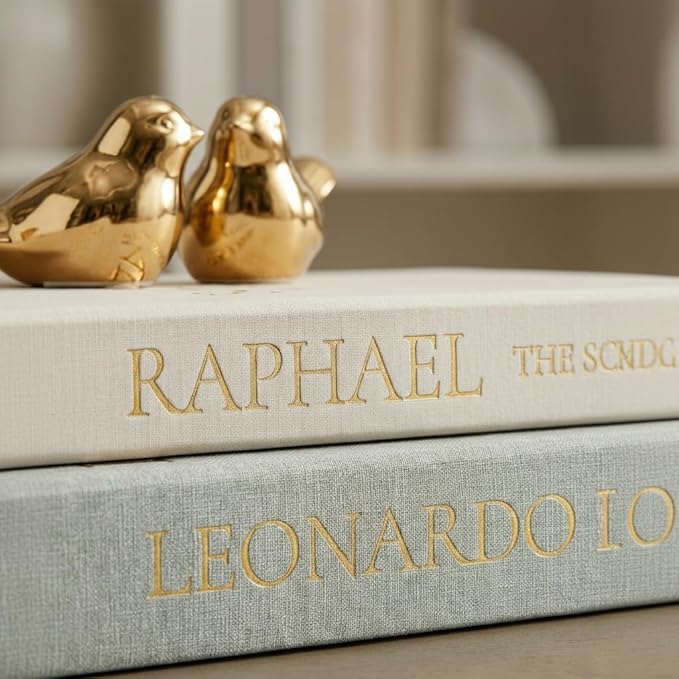 Upgraded Decorative Books for Home Decor - Coffee Table Faux Books for Decoration, Linen Fake Book Storage Box for Entryway, Bookshelf, Modern, Boho, Farmhouse & Neutral Aesthetic Decor, Set of 2