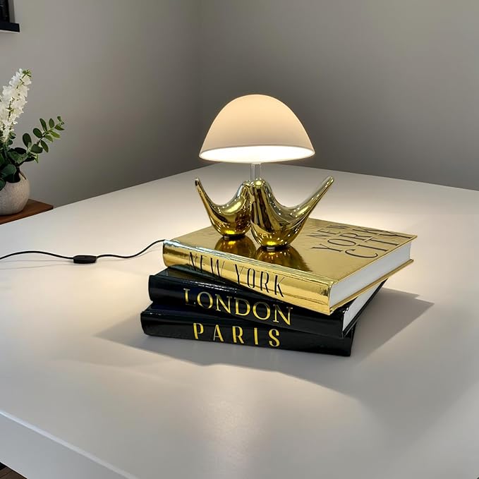 Decorative Books for Home Decor with Small Birds Statues Gold Home Decoration, Modern Style Coffee Table Book Decor, Stacked Books for Bedroom, Living Room, Office Desktop, Cabinets Shelf Decor