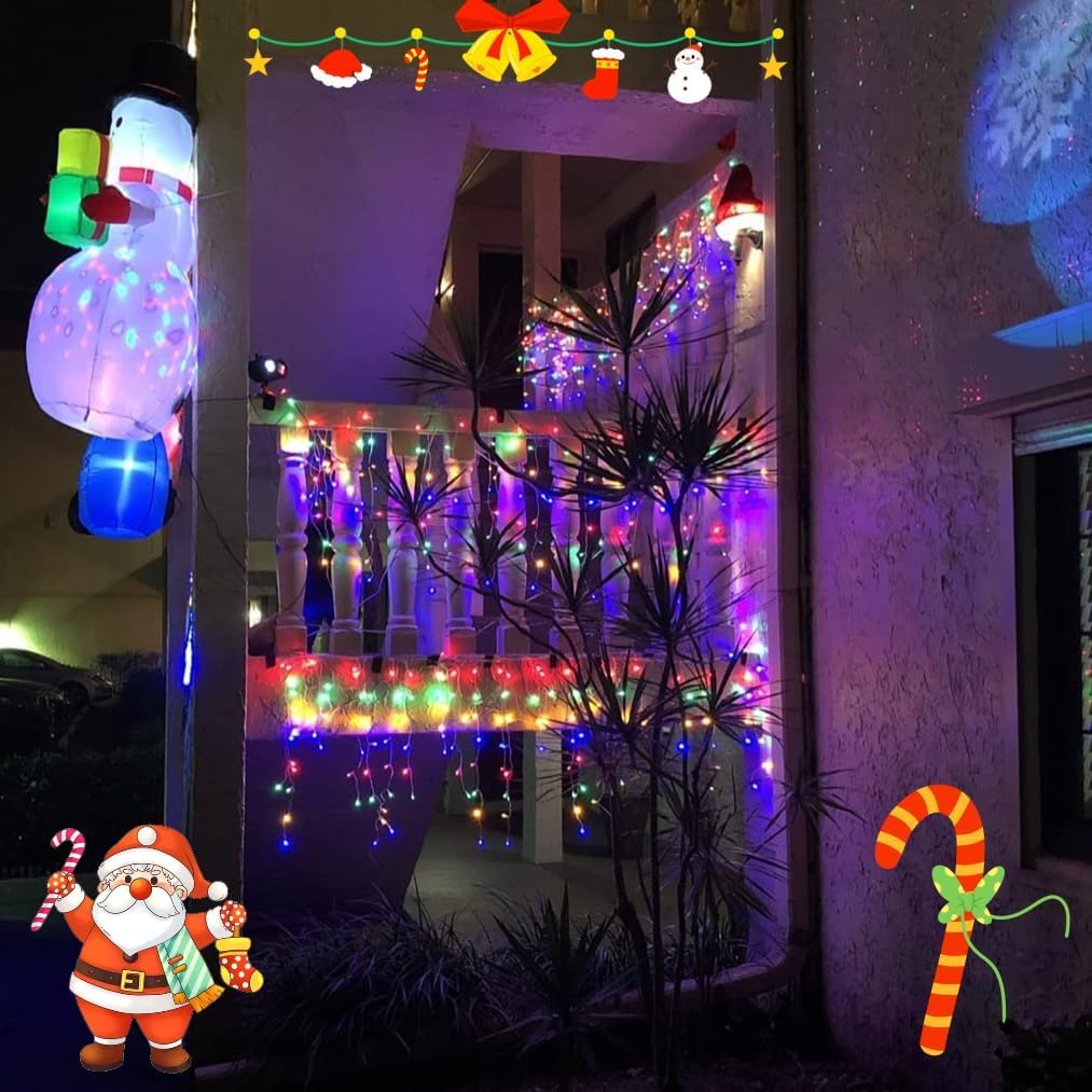 YEGUO 33ft 400 LED Icicle Christmas Lights Outdoor Waterproof, 80 DropsIcicle Light Indoor, 8 Modes Icicle Xmas Lights with Memory Timer(Multicolor)