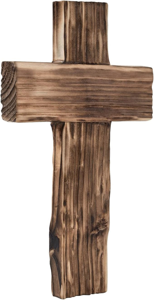 Retro Handmade Log Wood Cross Baptism Cross Wall Decor Spiritual Religious Crosses Small Wooden Room Church & Home for Wall Table Decor Outdoor Wooden Crosses Gifts with Hook for Hanging Wall