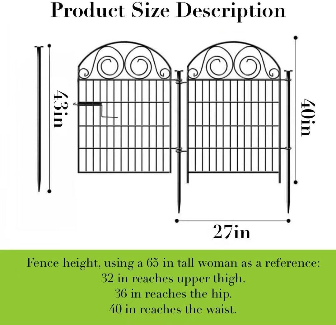 Tall Garden Fencing Animal Barrier, 40 Inch(H) 2 Panels Total Length 4.4 Ft, Dog Fences Outdoor for Yard, Dog Digging Fence Barrier, Metal Temporary Fencing│Patented